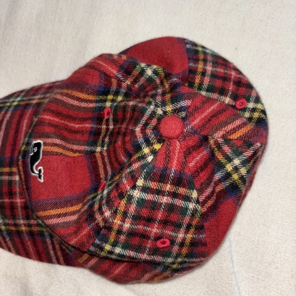 Vineyard Vines Red Plaid Wool Blend Cap Preppy ‎ Heritage Adjustable Strap OS